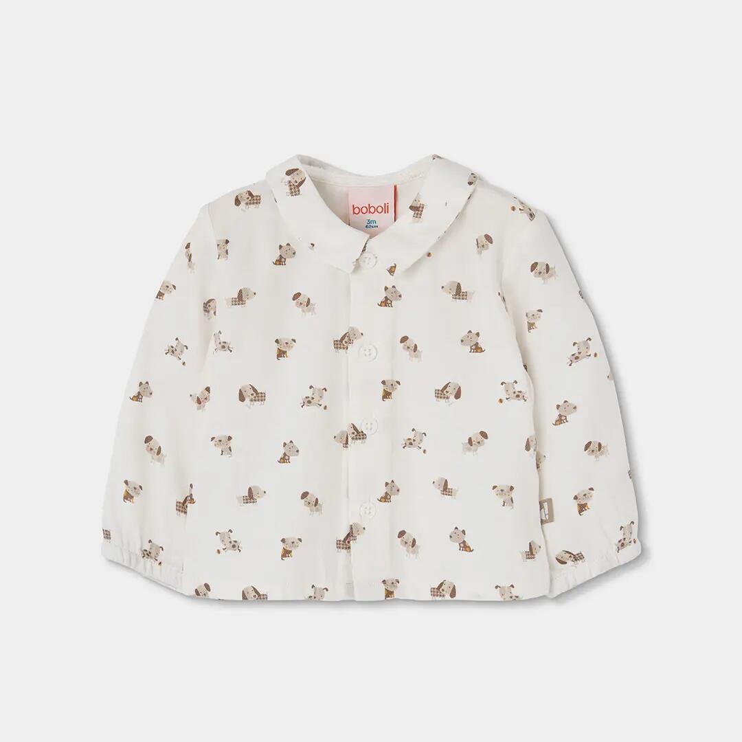 Conjunto bebé niño beige estampado de perros 3/7
