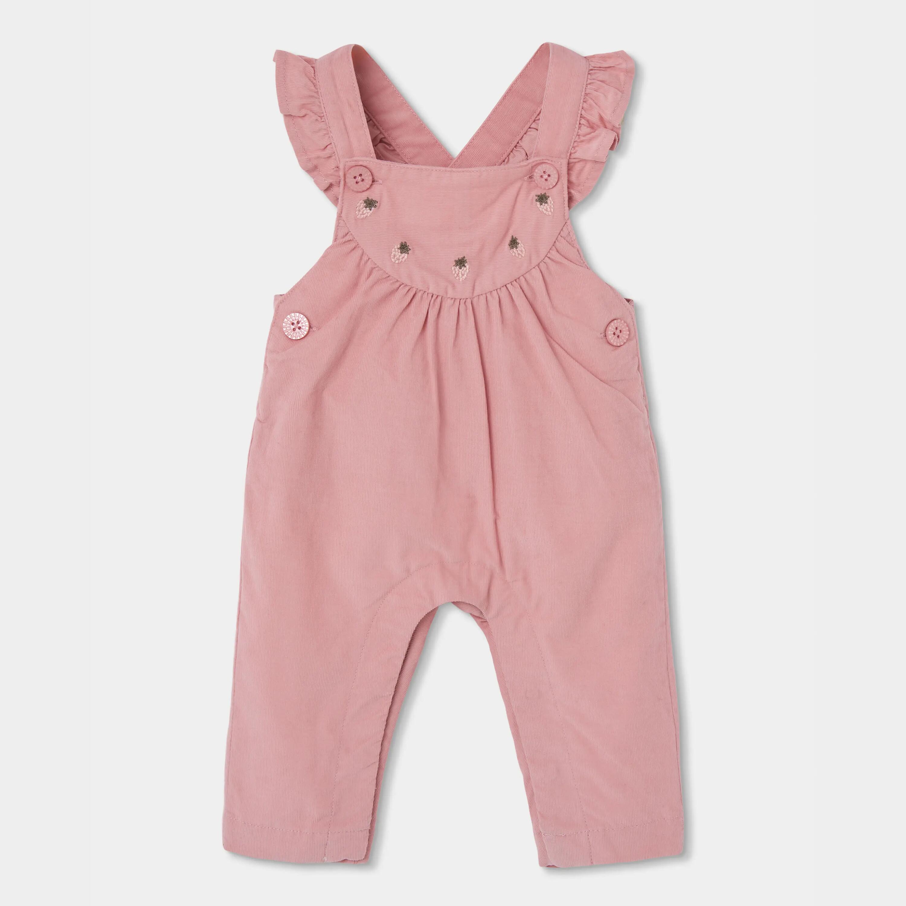 Conjunto bebé niña rosa bordado de fresas 4/7