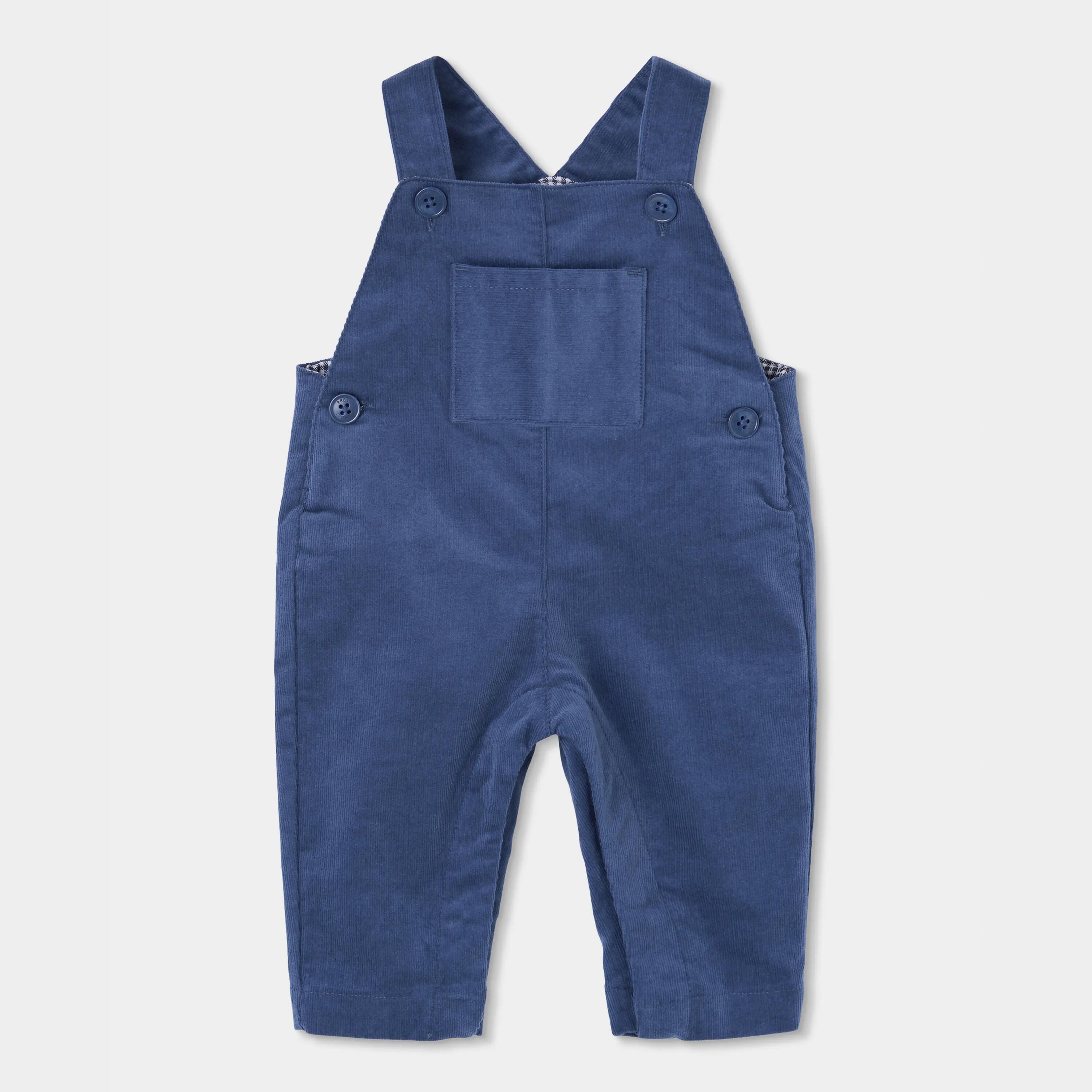 Conjunto bebé niño azul peto y camisa vichy 4/7