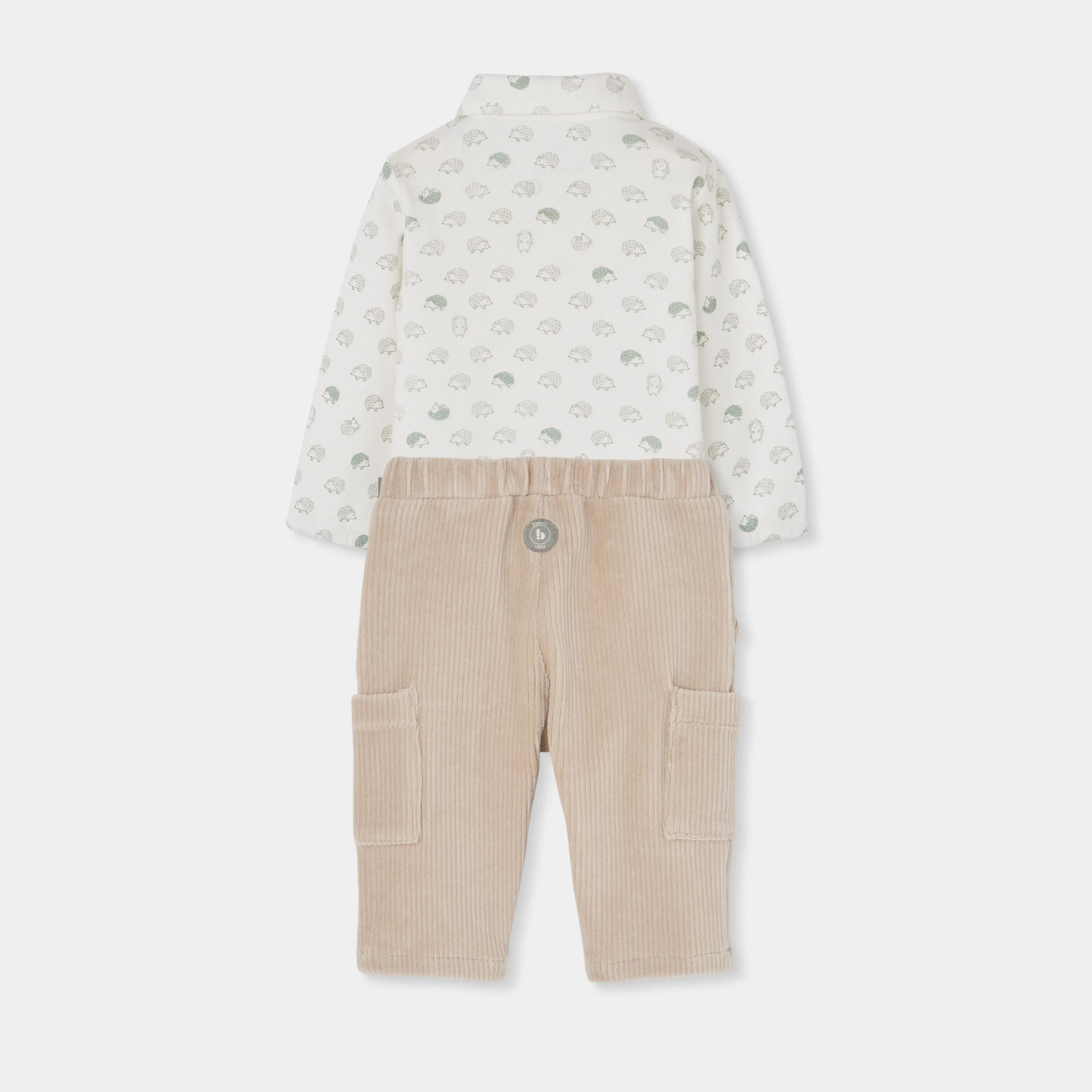 Conjunto punto bebé niño beige estampado erizos 2/7