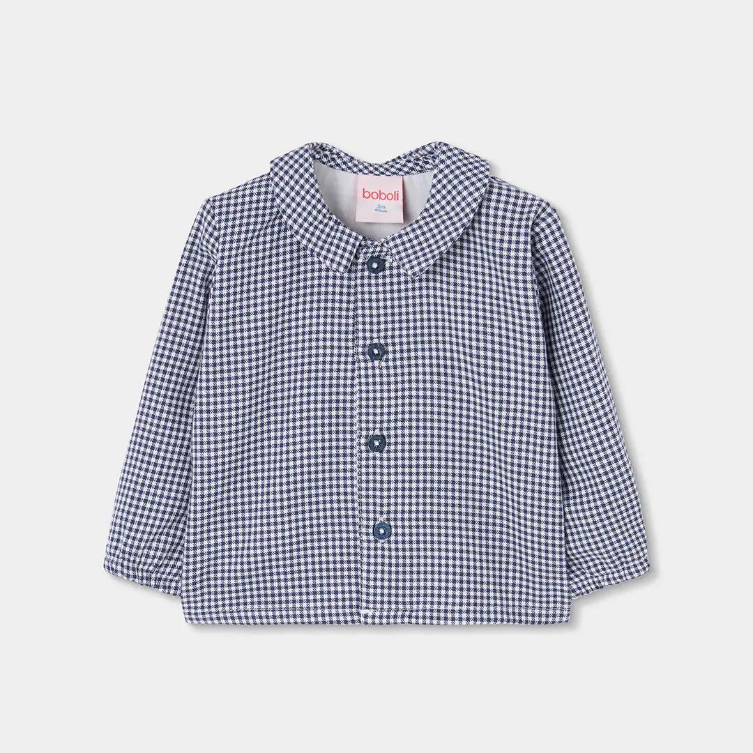 Conjunto bebé niño azul peto y camisa vichy 3/7