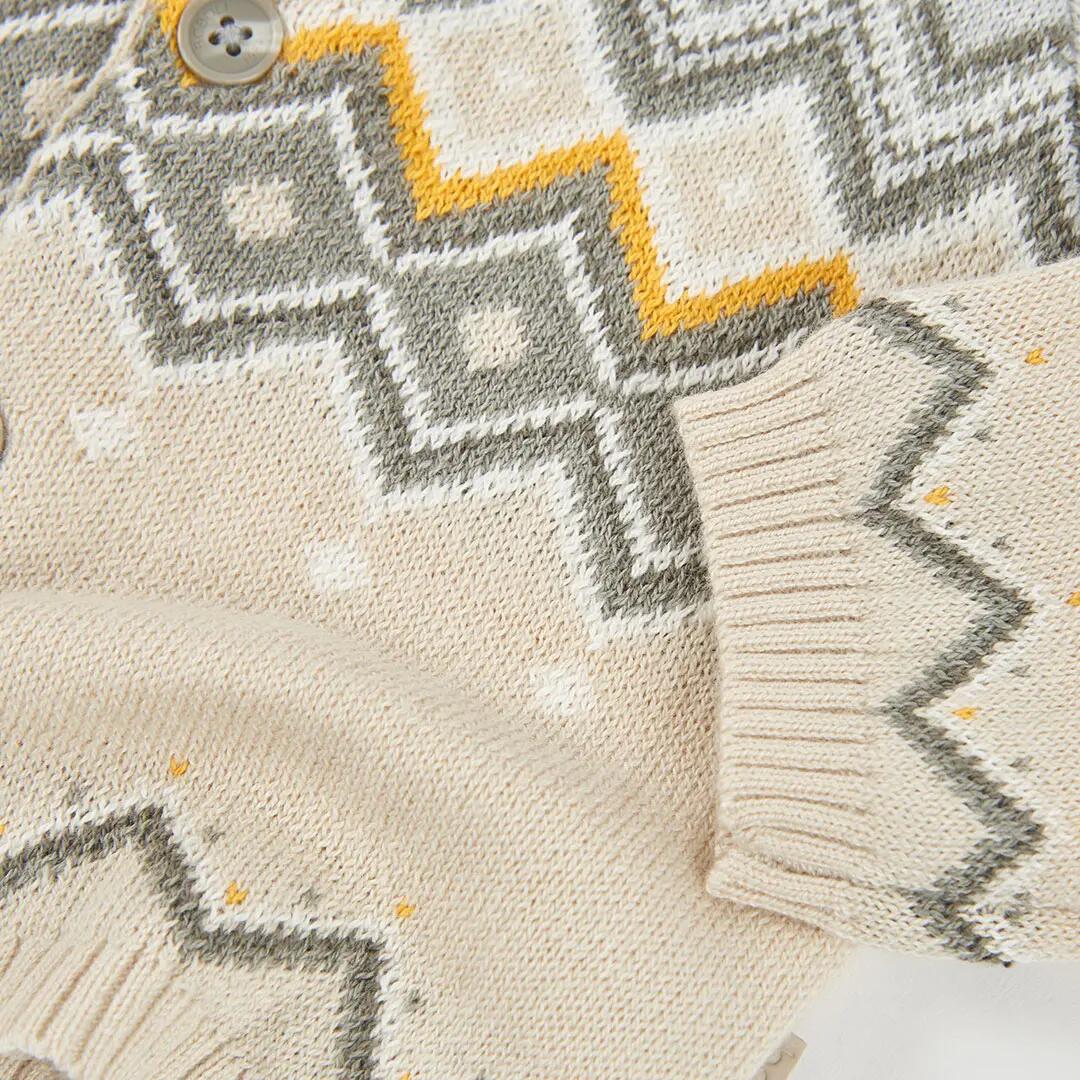 Chaqueta punto bebé beige estampado geométrico 4/4