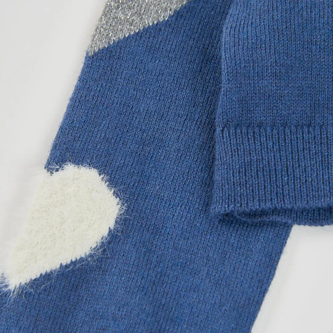 Chaqueta punto niña azul con corazones 4/4