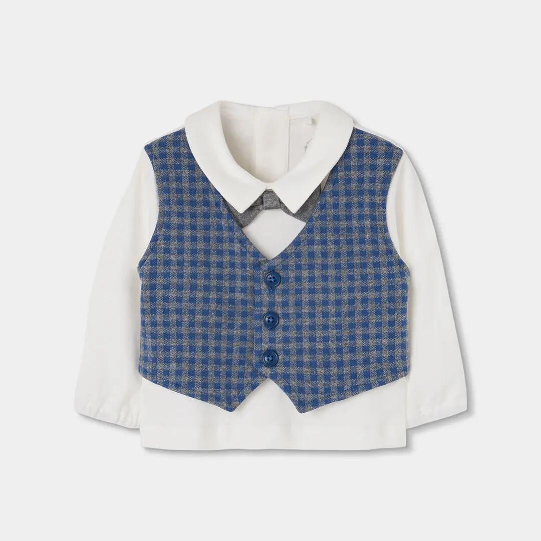 Conjunto punto bebé niño gris vigoré a cuadros 3/7