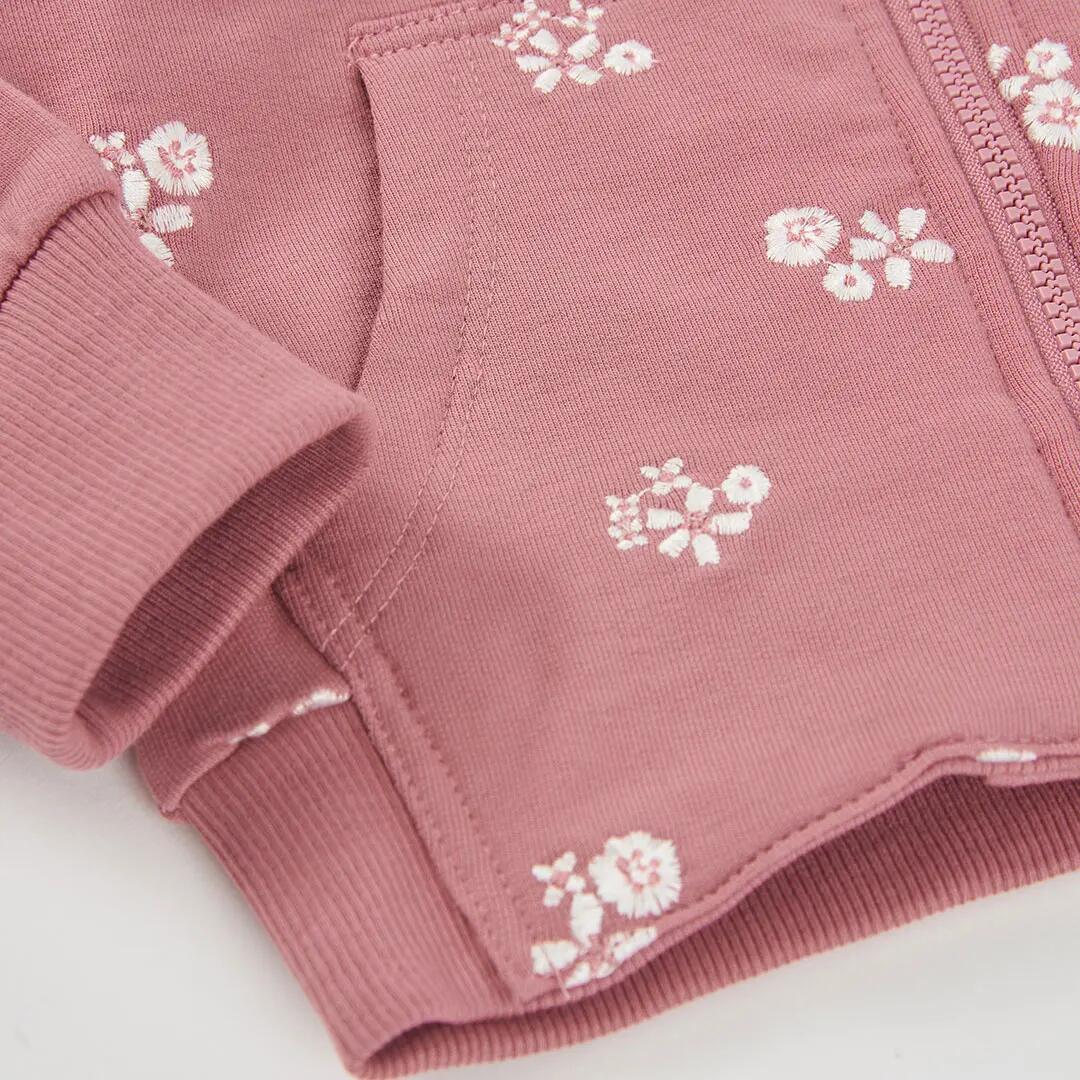 Chaqueta felpa niña rosa estampado flores 4/4