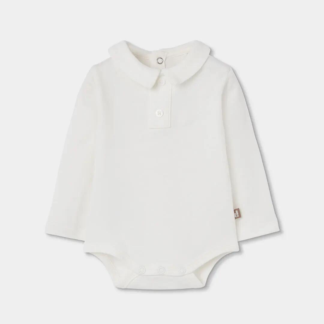 Conjunto punto bebé niño cuadros beige bordado perrito 3/7