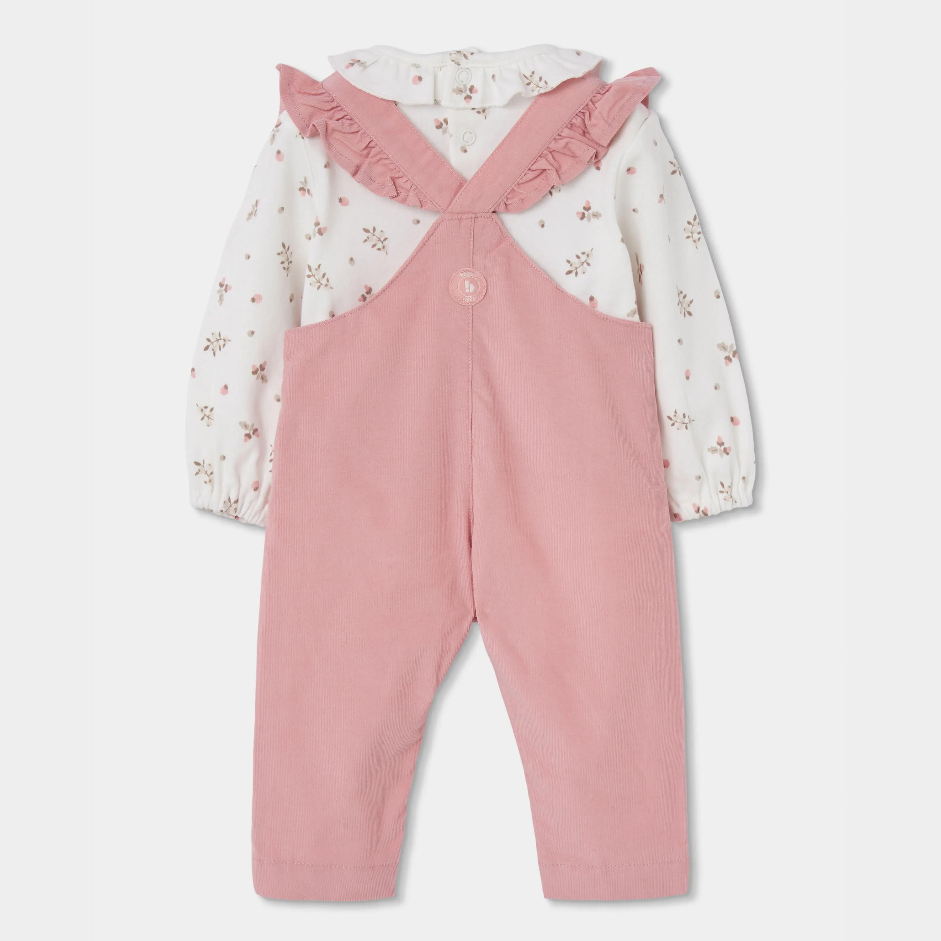 Conjunto bebé niña rosa bordado de fresas 2/7