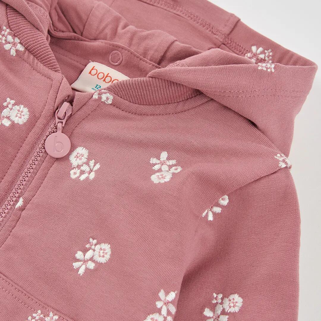 Chaqueta felpa niña rosa estampado flores 3/4