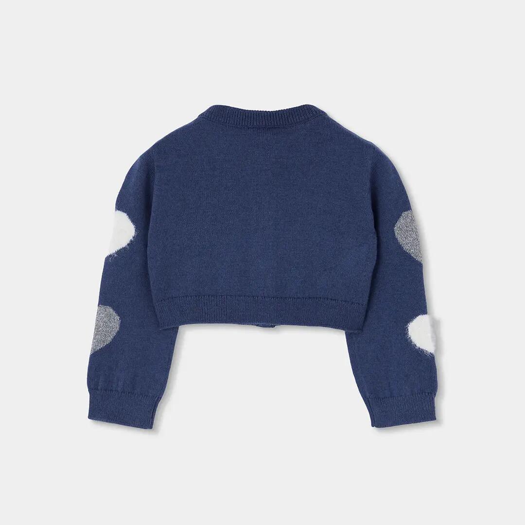Chaqueta punto niña azul con corazones 2/4