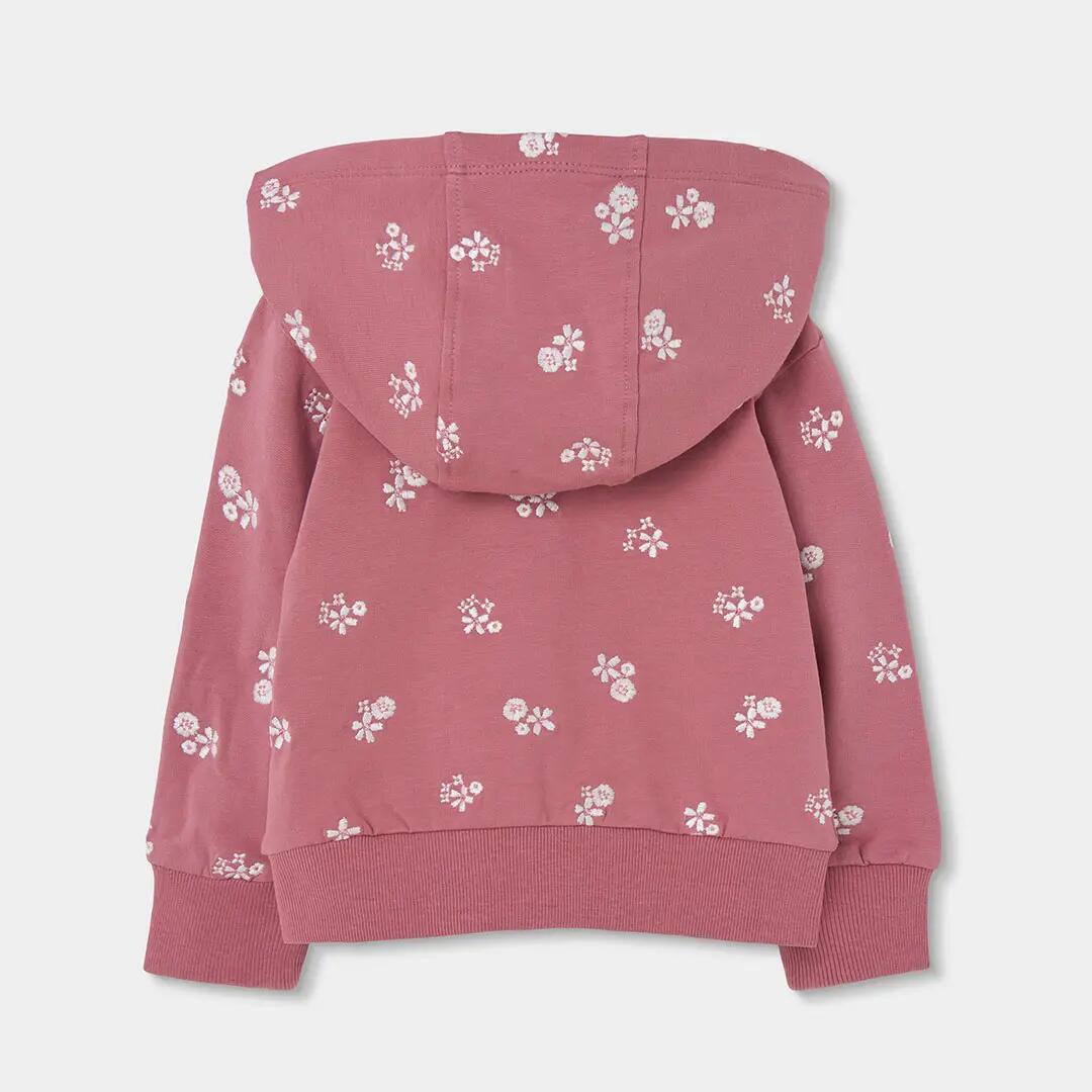 Chaqueta felpa niña rosa estampado flores 2/4