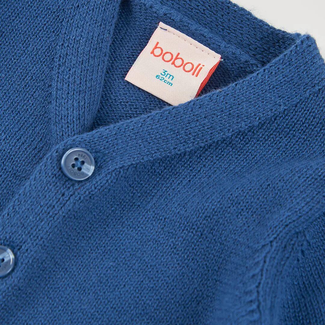 Chaqueta punto bebé azul con botones 3/4