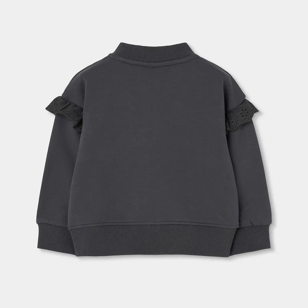 Chaqueta felpa niña gris con volantes 2/4