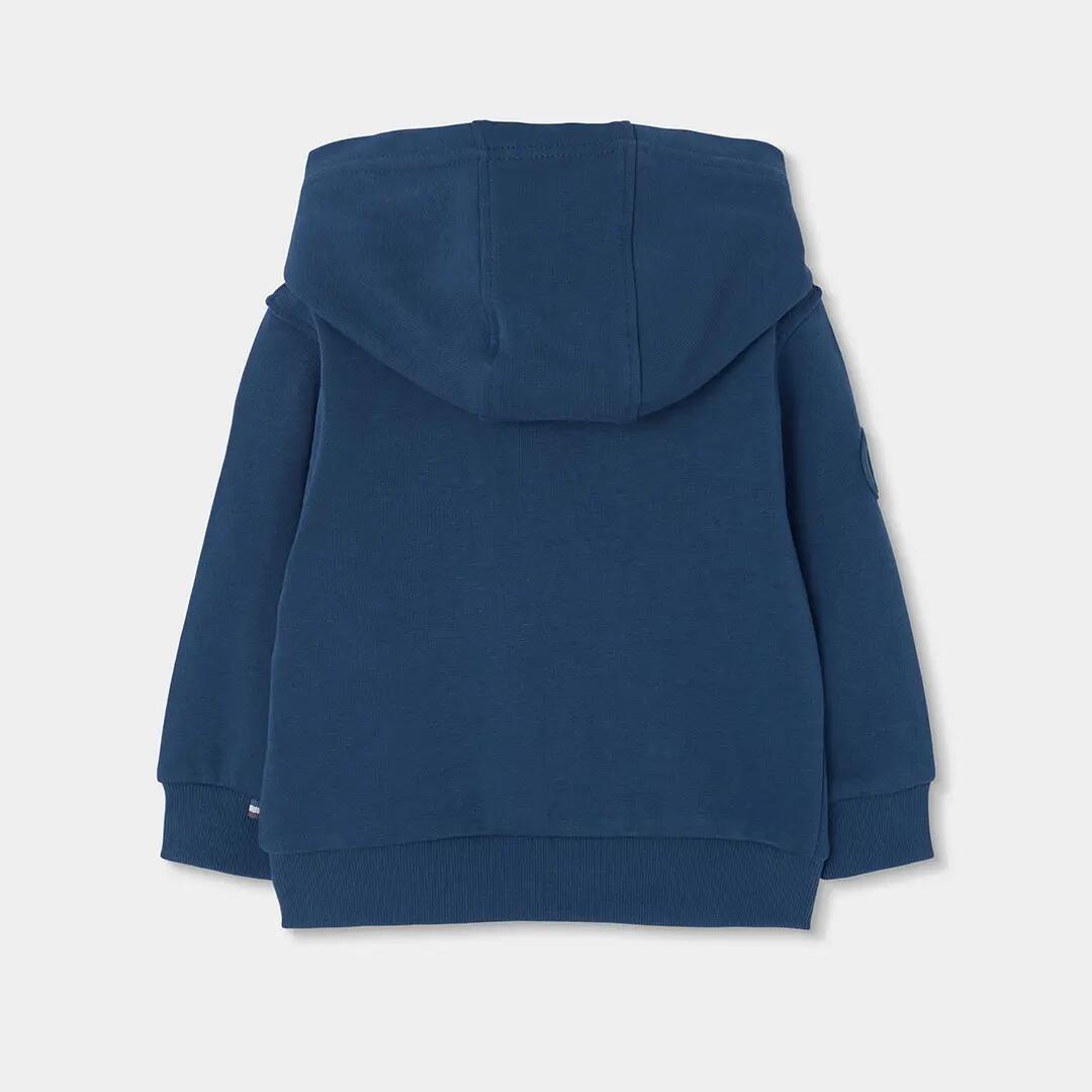 Chaqueta felpa niño azul bordado mapache 2/4