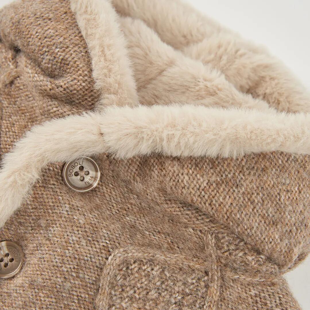 Chaqueta punto reversible bebé beige con capucha 7/7