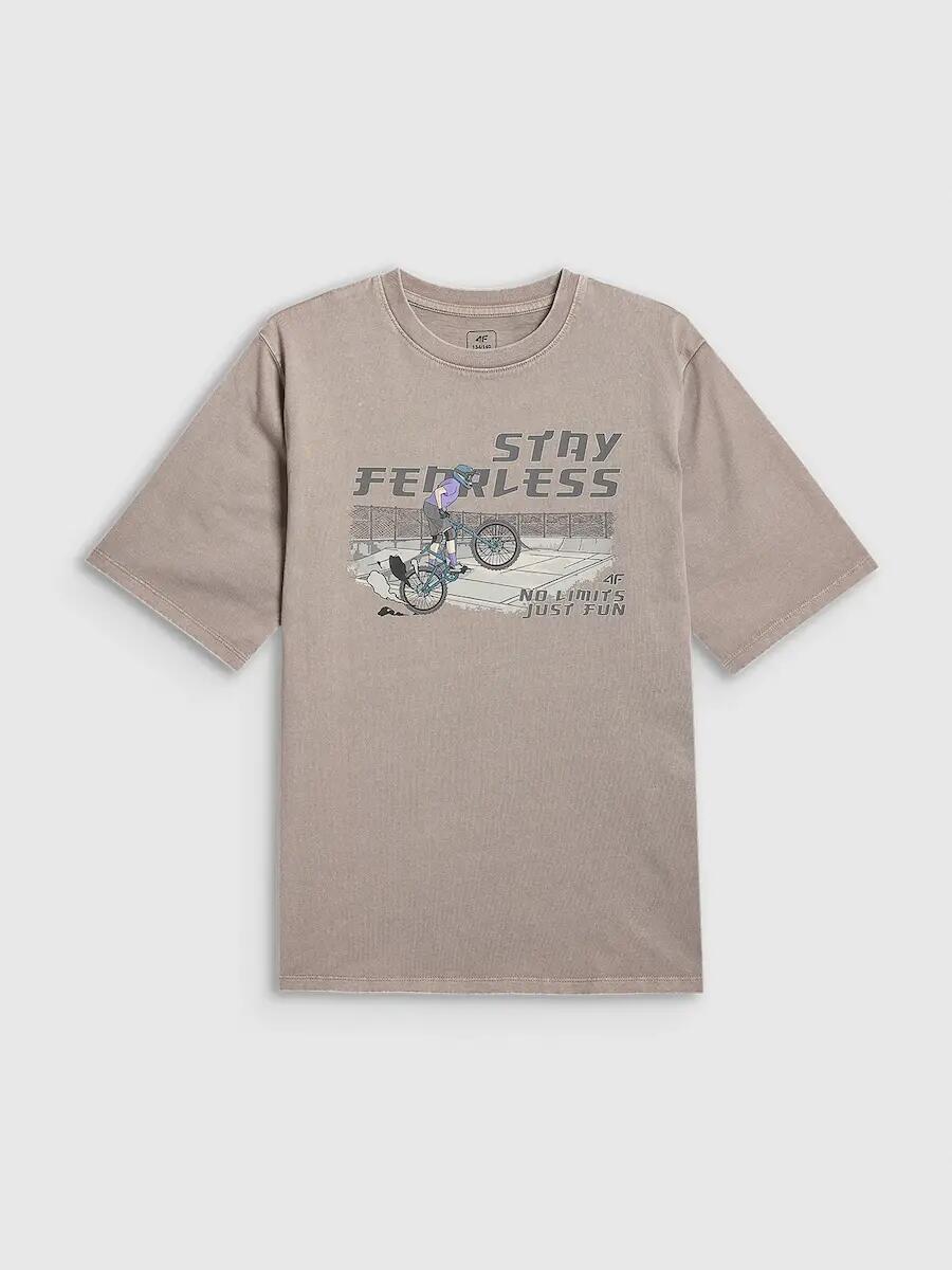 T-shirt loose z nadrukiem chłopięcy 4F 4FJRSS26TTSHM4279 6/6