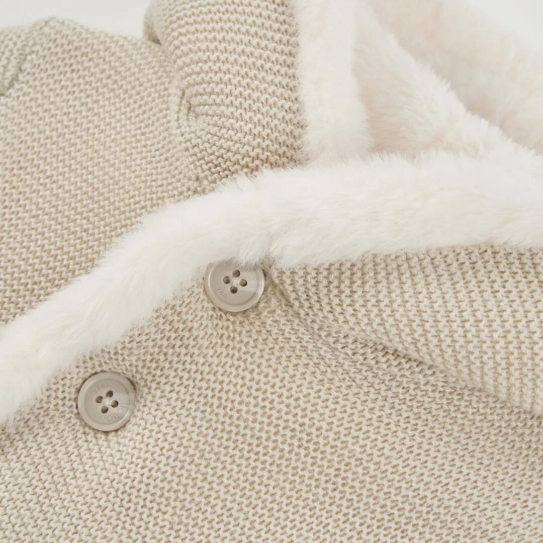 Chaqueta punto reversible bebé beige con capucha 7/7