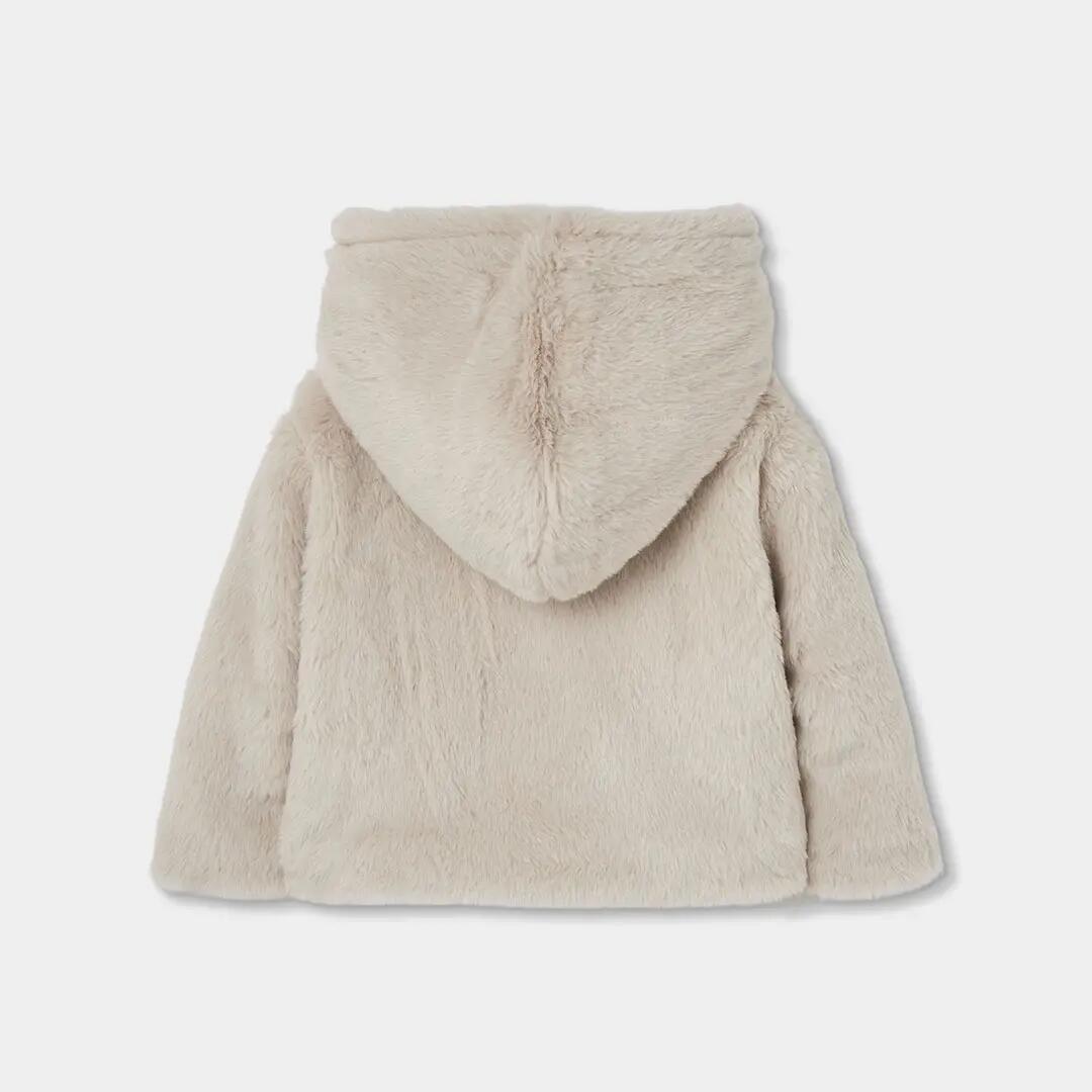 Chaqueta punto reversible bebé beige con capucha 6/7