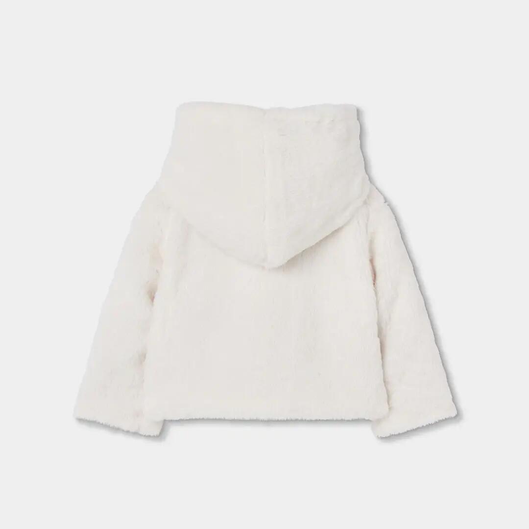 Chaqueta punto reversible bebé beige con capucha 6/7