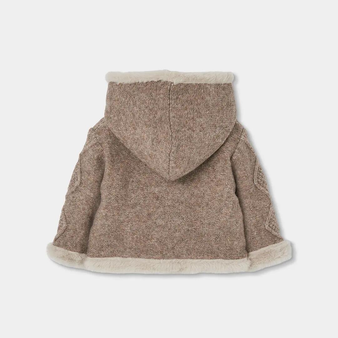Chaqueta punto reversible bebé beige con capucha 5/7