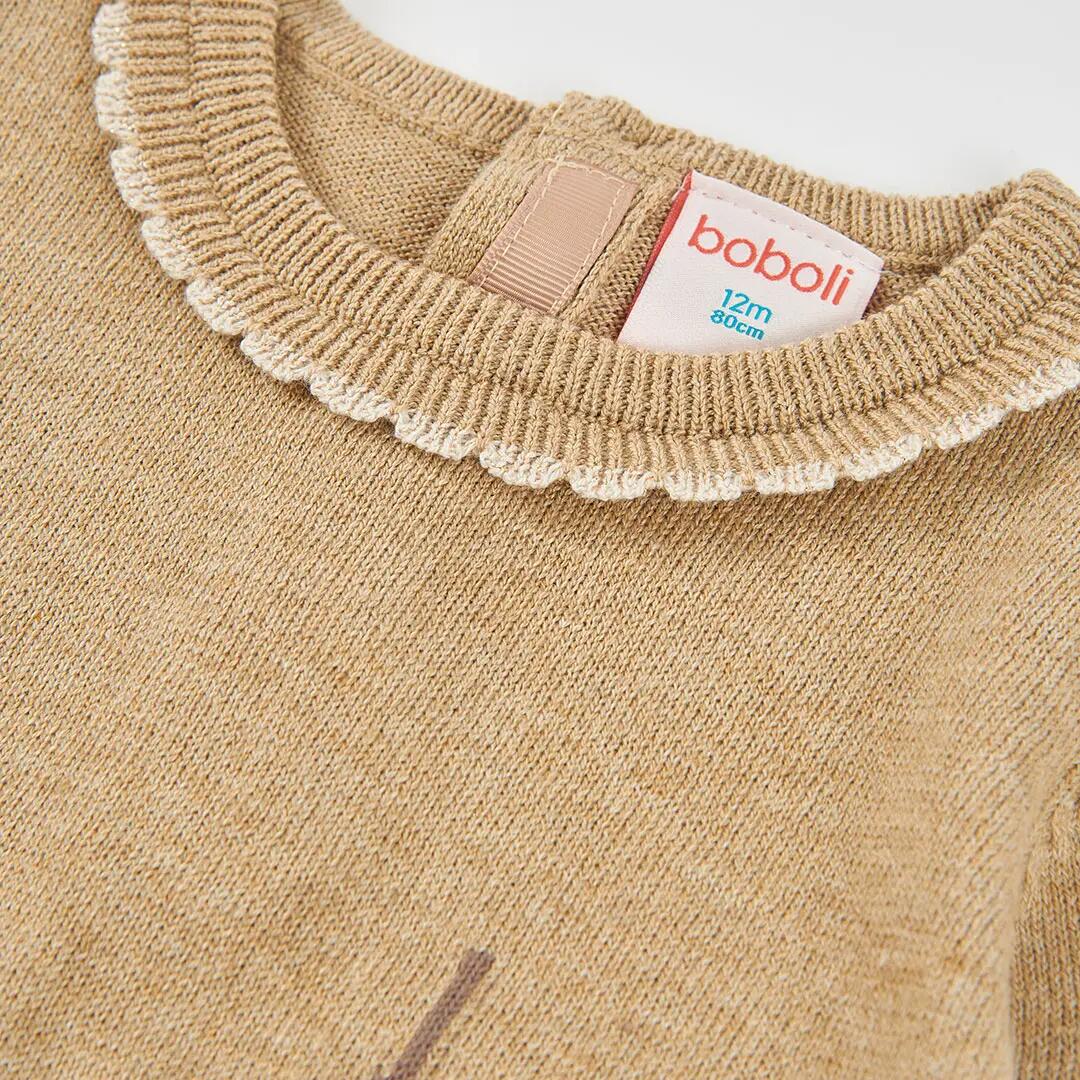 Vestido beige estampado Torre Eiffel y conejita 3/4