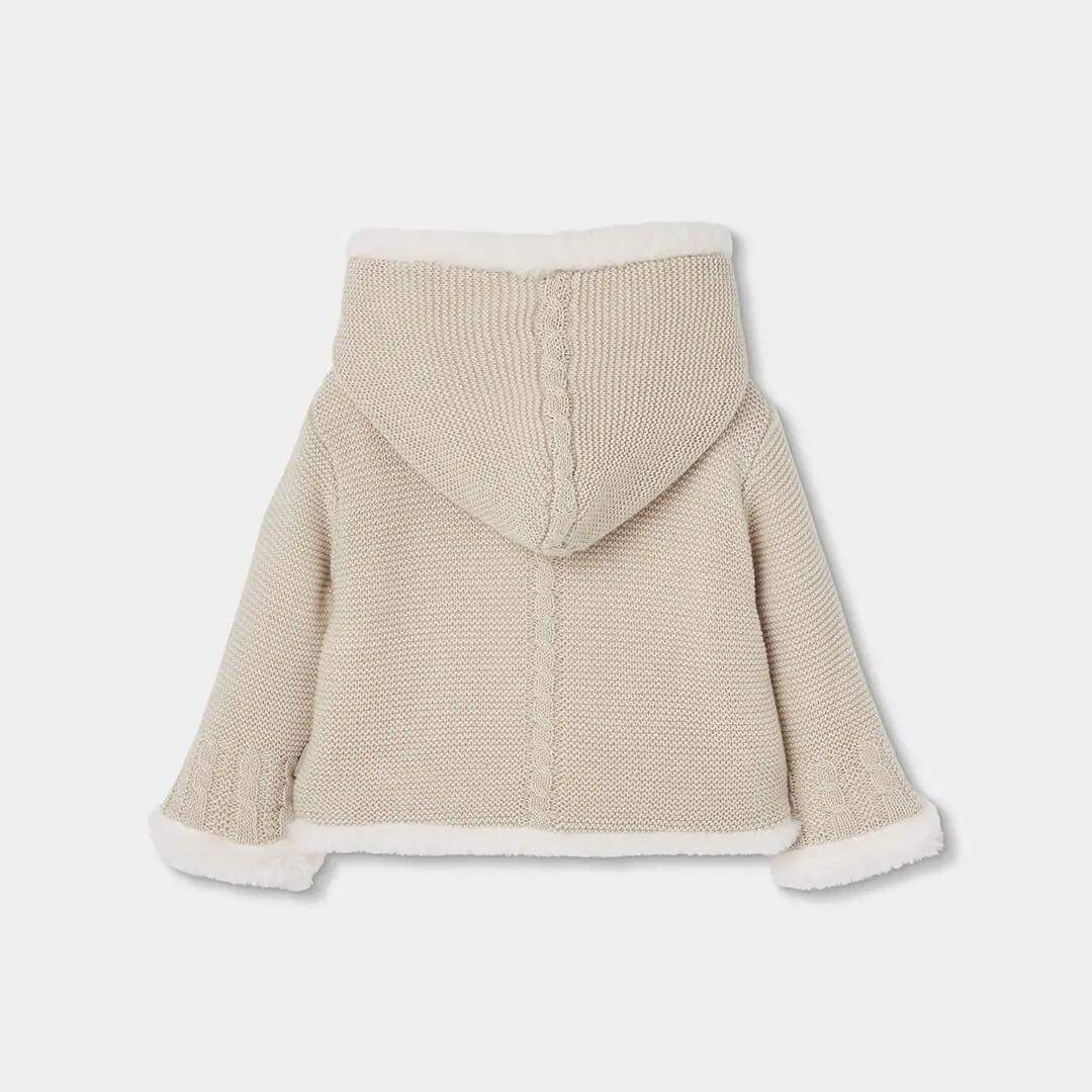 Chaqueta punto reversible bebé beige con capucha 5/7