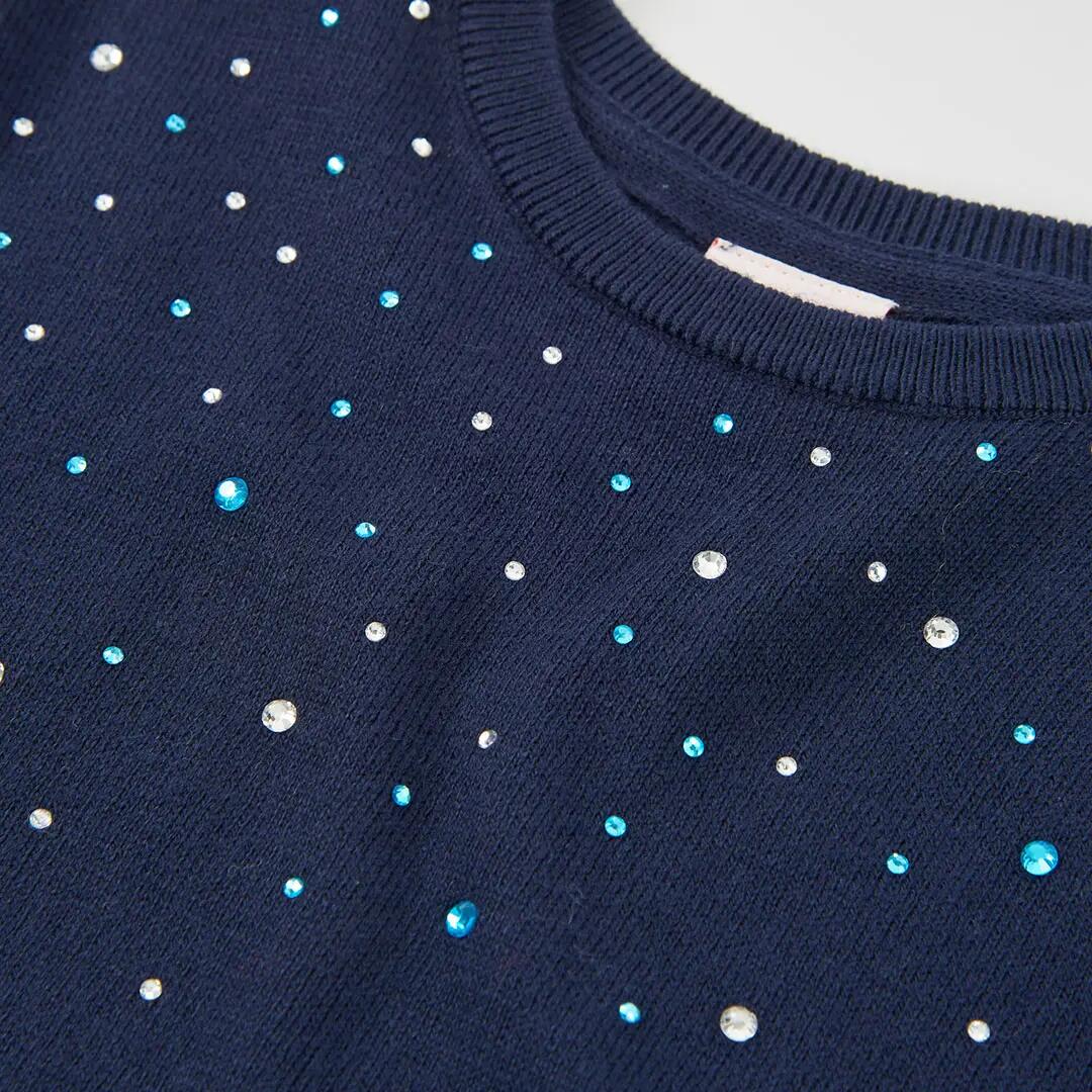 Vestido punto azul marino con lentejuelas 3/4