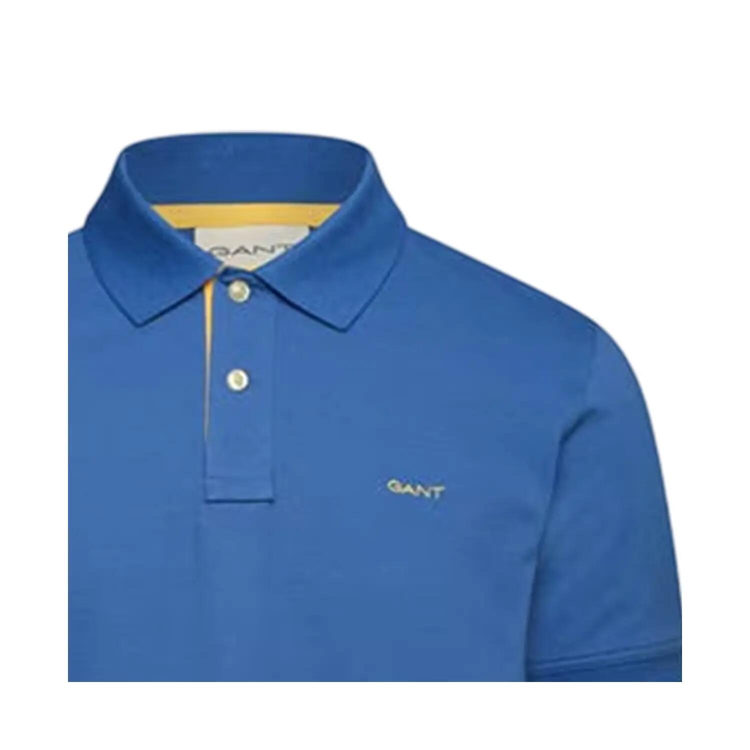 Maglietta Polo Contrasto Logo Uomo Gant Blu 3/3