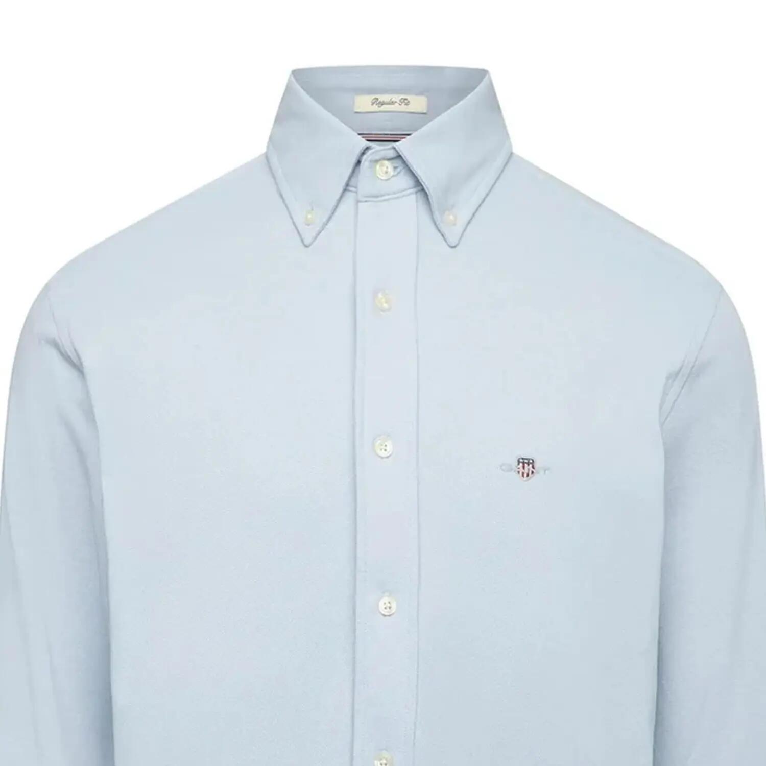 Camicia Regolare Piqué Manica Lunga Uomo Gant Blu 3/3