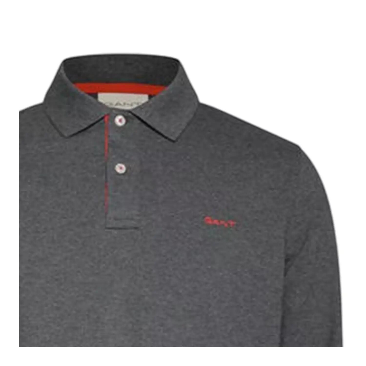 Poloshirt für , Piqué, Langärmlig Herren Schwarzgrau 3/3