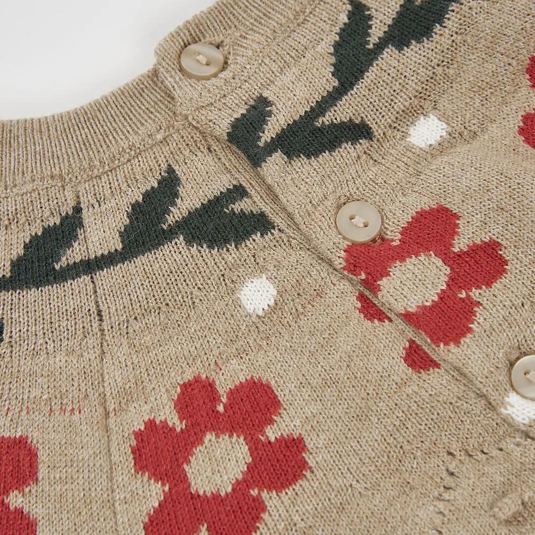 Jersey beige niña estampado de flores 4/4
