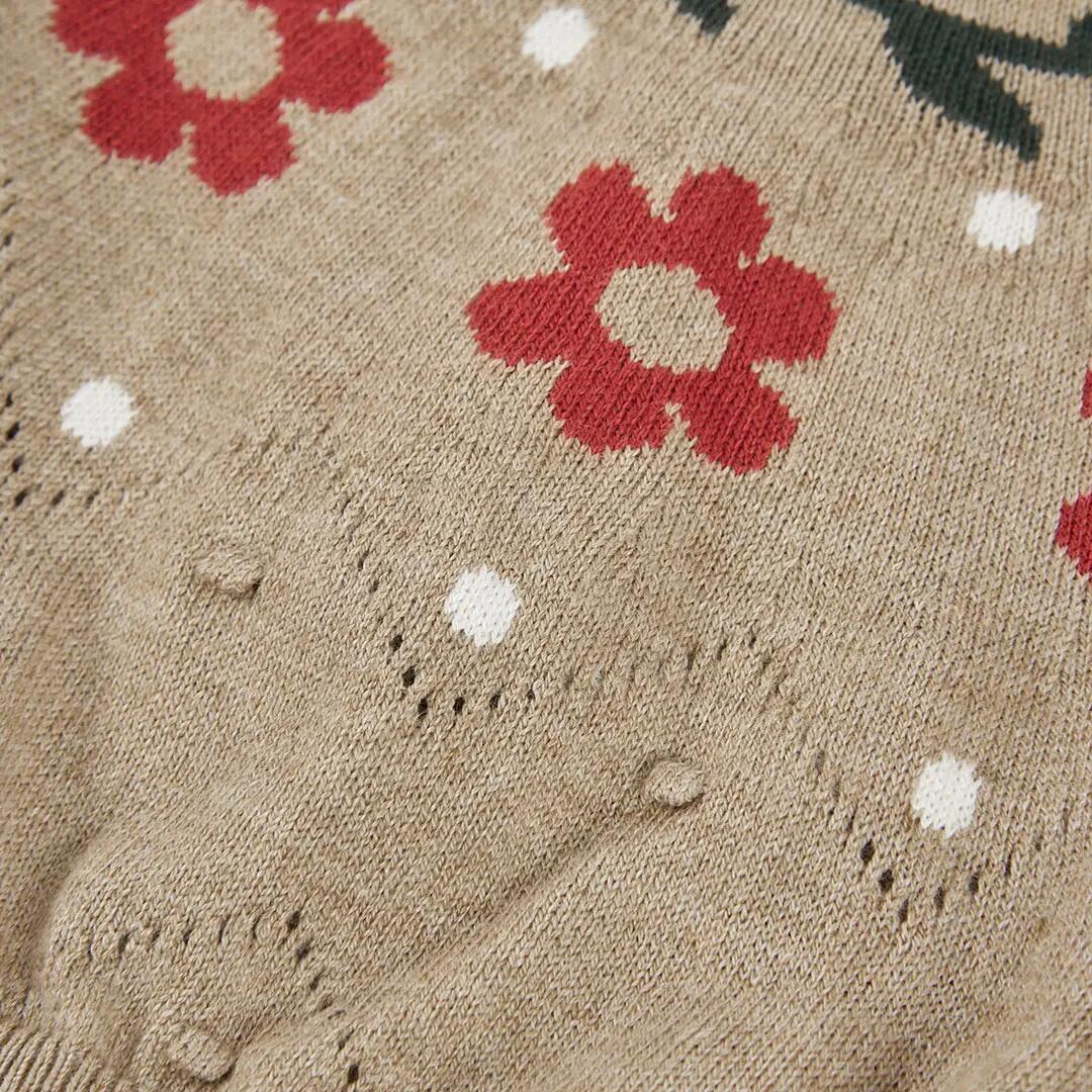 Jersey beige niña estampado de flores 3/4