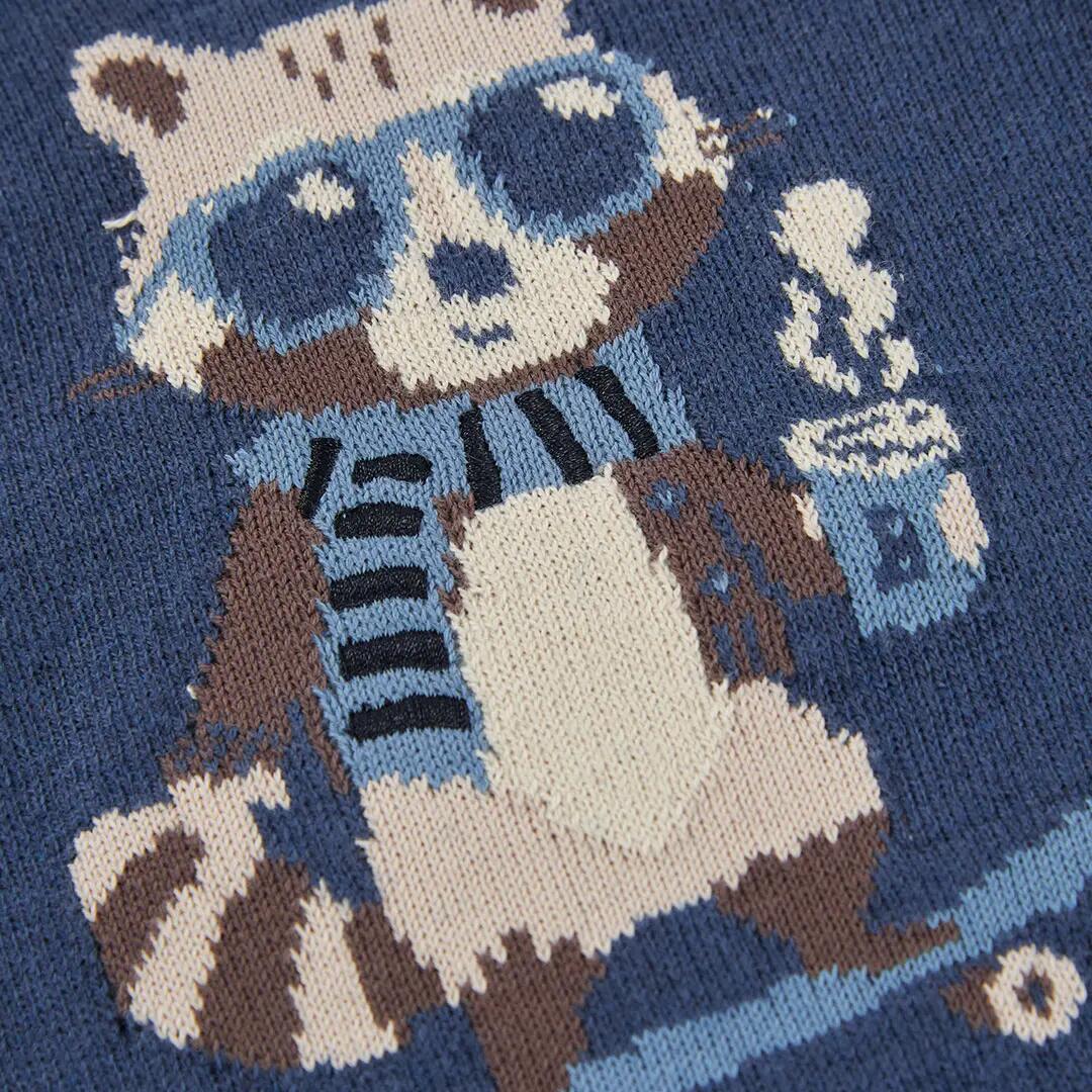 Jersey niño azul estampado mapache skater 3/4
