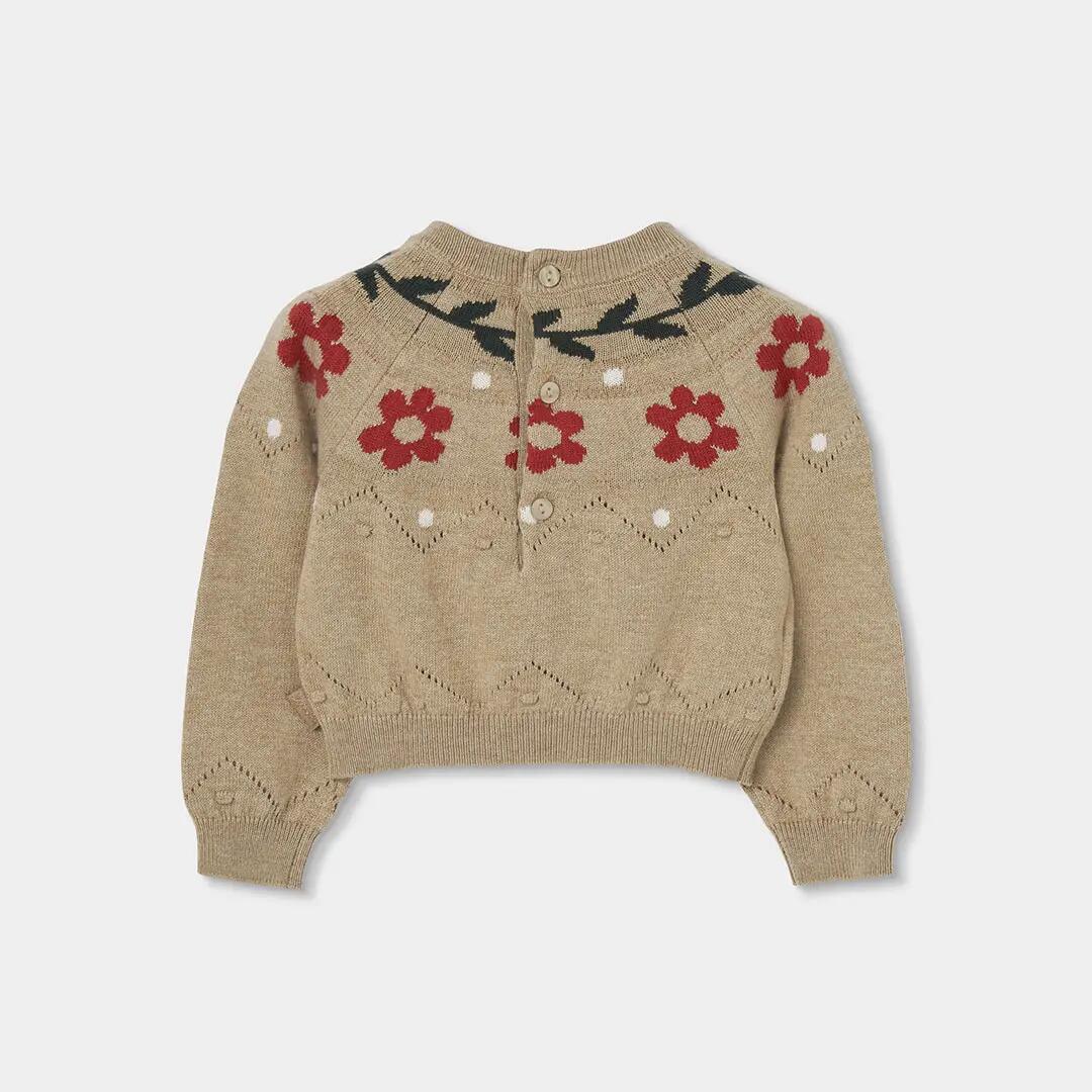 Jersey beige niña estampado de flores 2/4