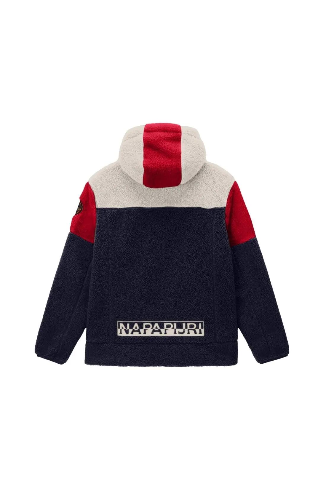 Pile - Uomo - zip e cappuccio - Taralga - verde militare 4/4