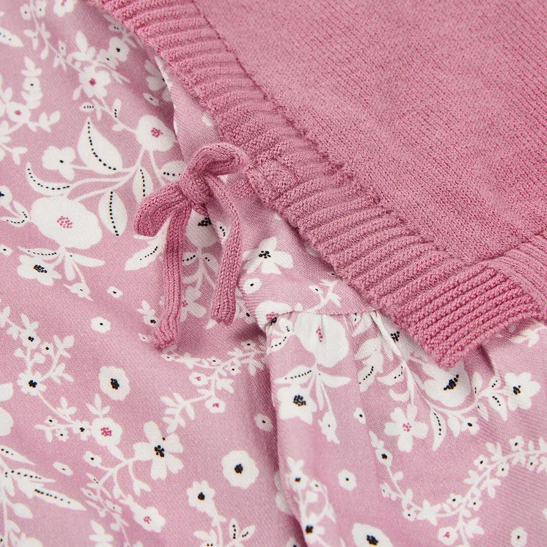 Jersey combinado niña rosa estampado flores 4/4