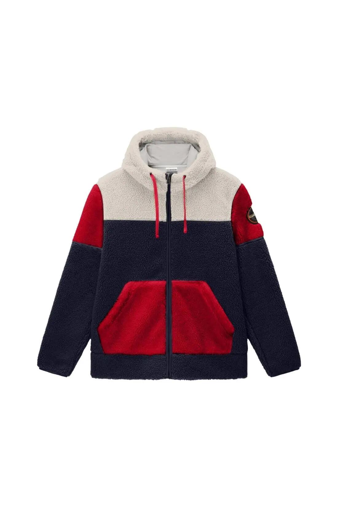 Pile - Uomo - zip e cappuccio - Taralga - verde militare 3/4