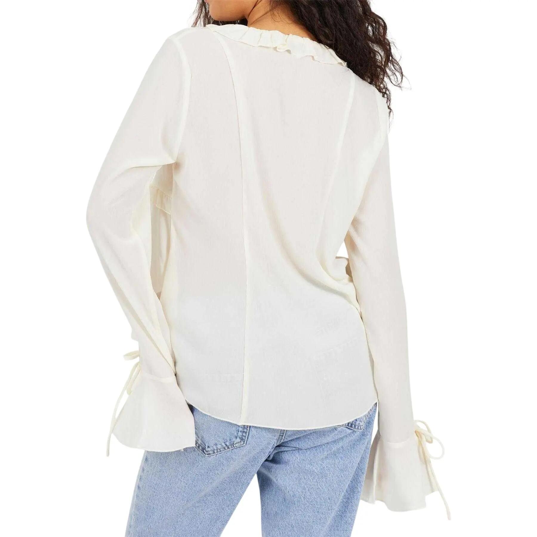 Oberteil für , Langärmlig Damen Cremefarbe 3/5