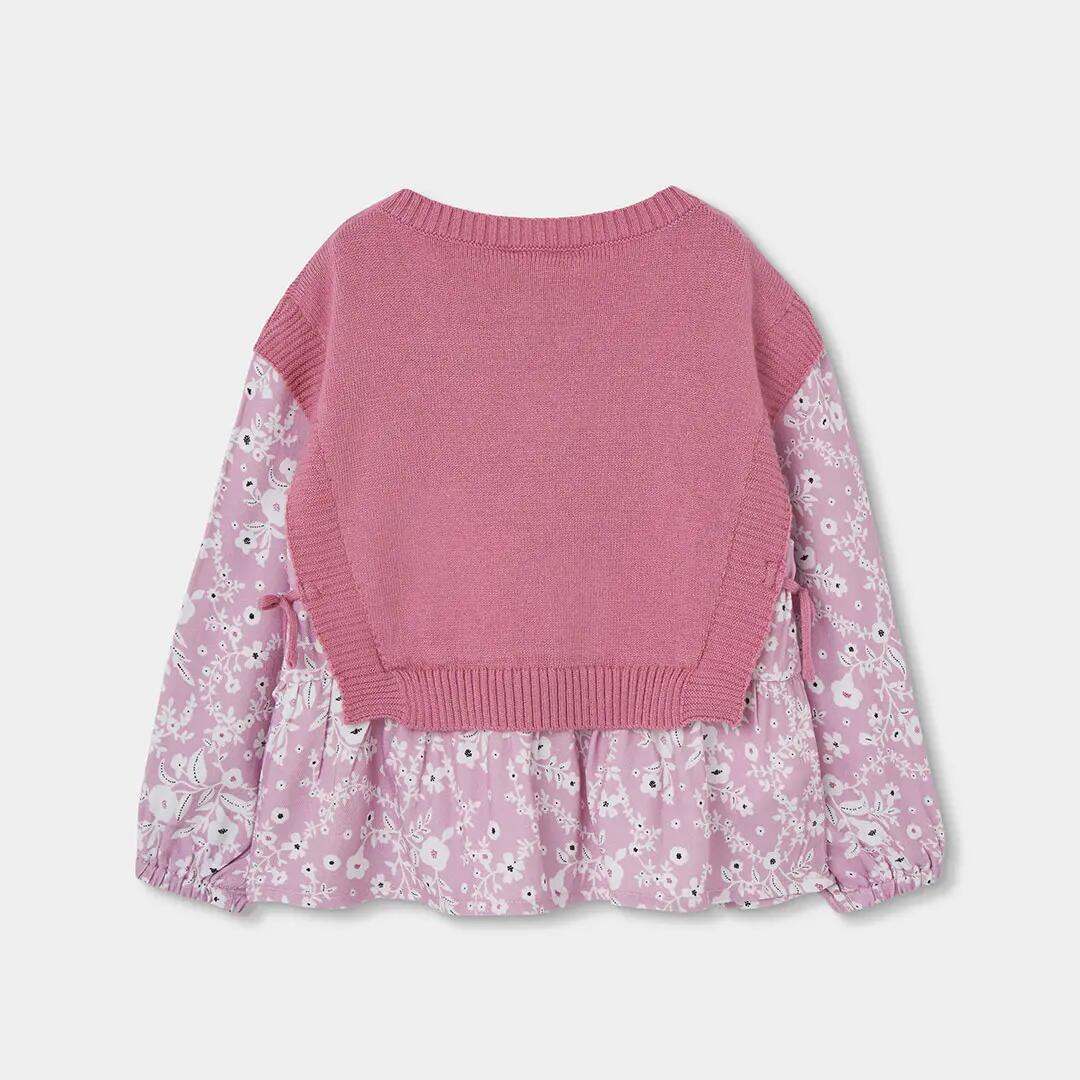 Jersey combinado niña rosa estampado flores 2/4