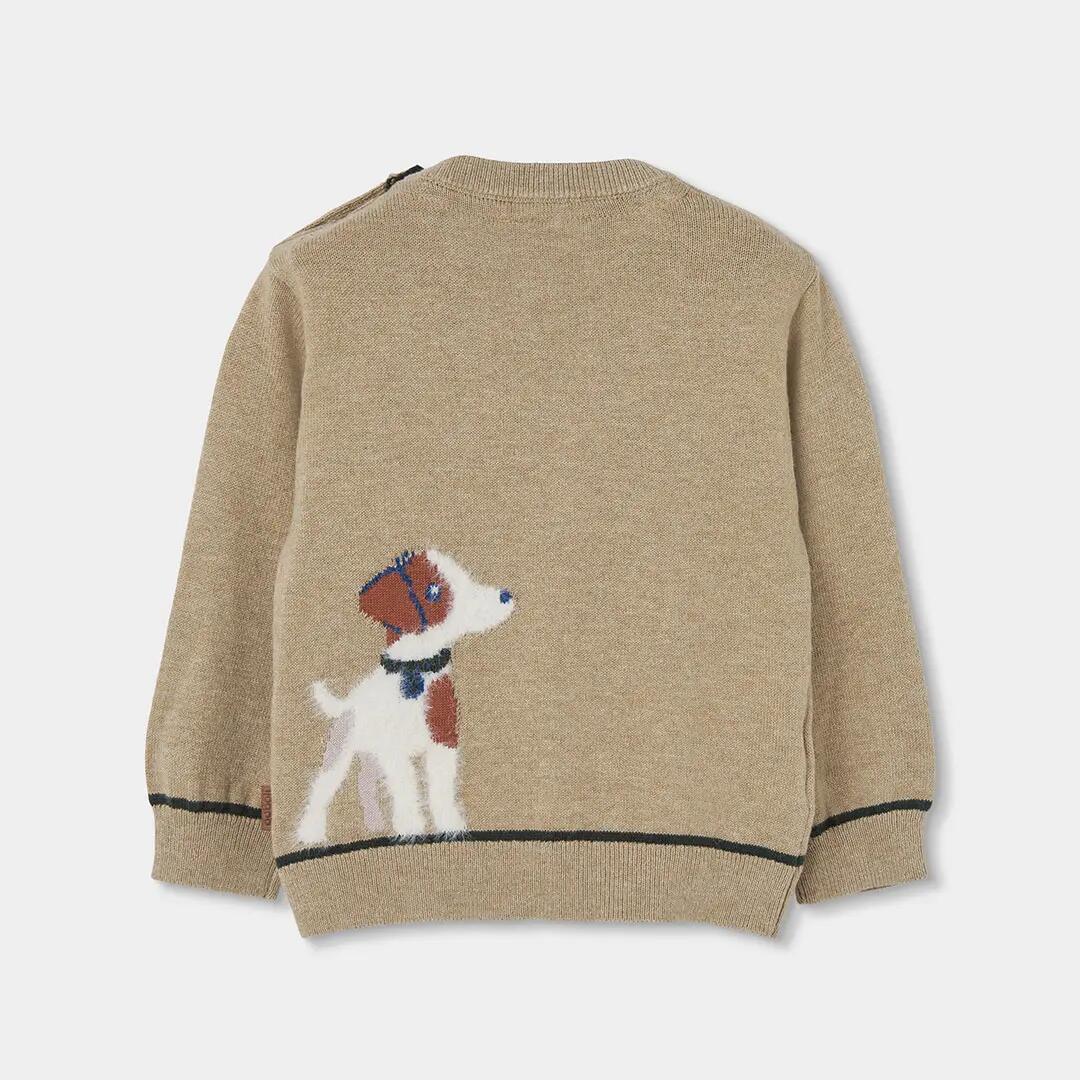 Jersey niño beige estampado de perro 2/4