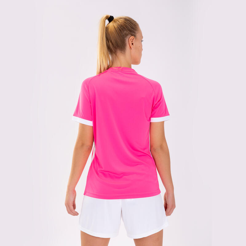 Maillot manches courtes Femme Joma Supernova ii rose fluo blanc