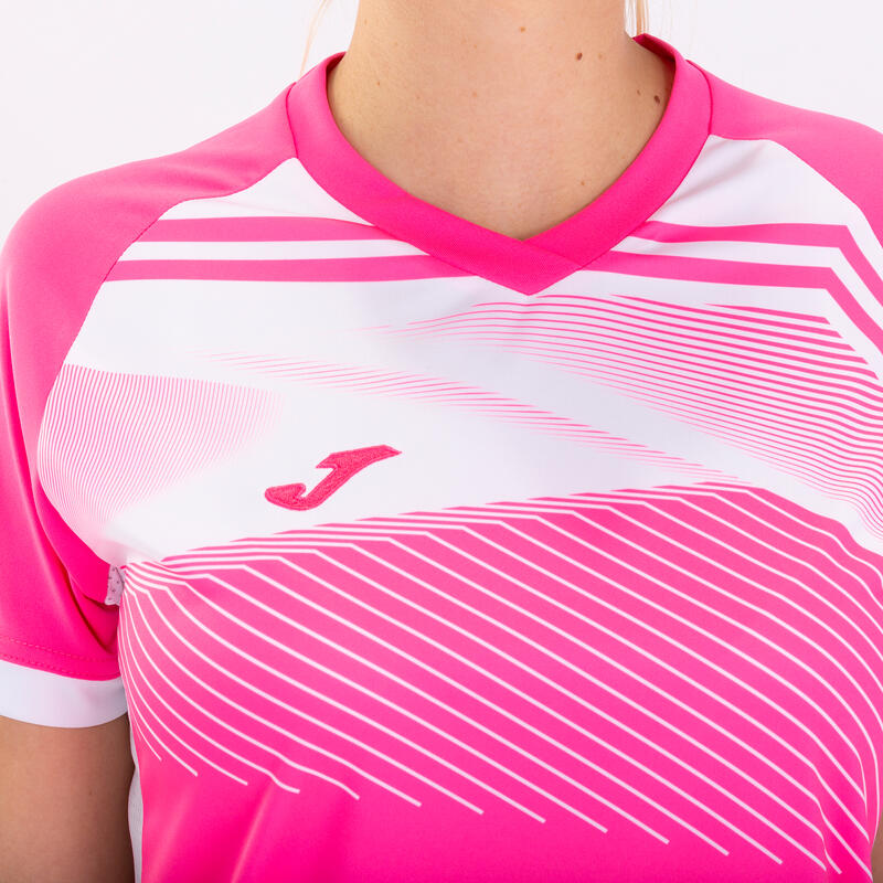 Maillot manches courtes Fille Joma Supernova ii rose fluo blanc