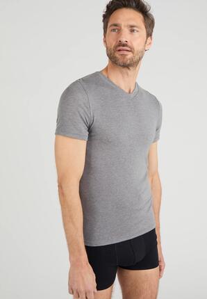 T-shirt col V manches courtes fine côte thermique Thermolactyl Sensitive