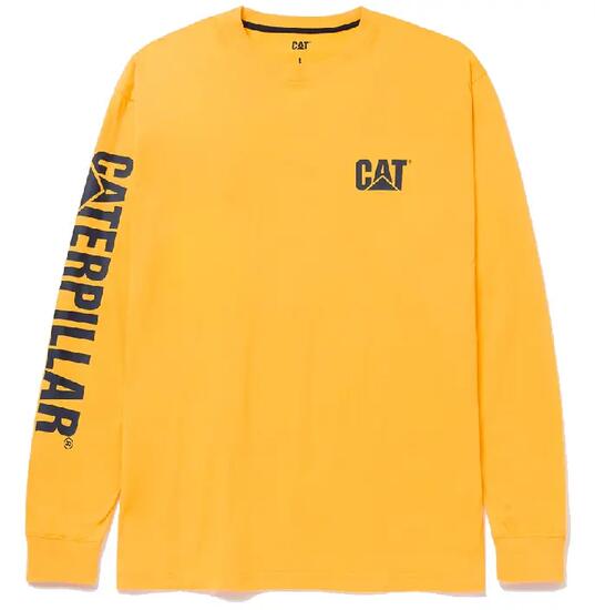 Caterpillar CAT Trademark Banner T-Shirt Homme à manches longues Jaune XXL