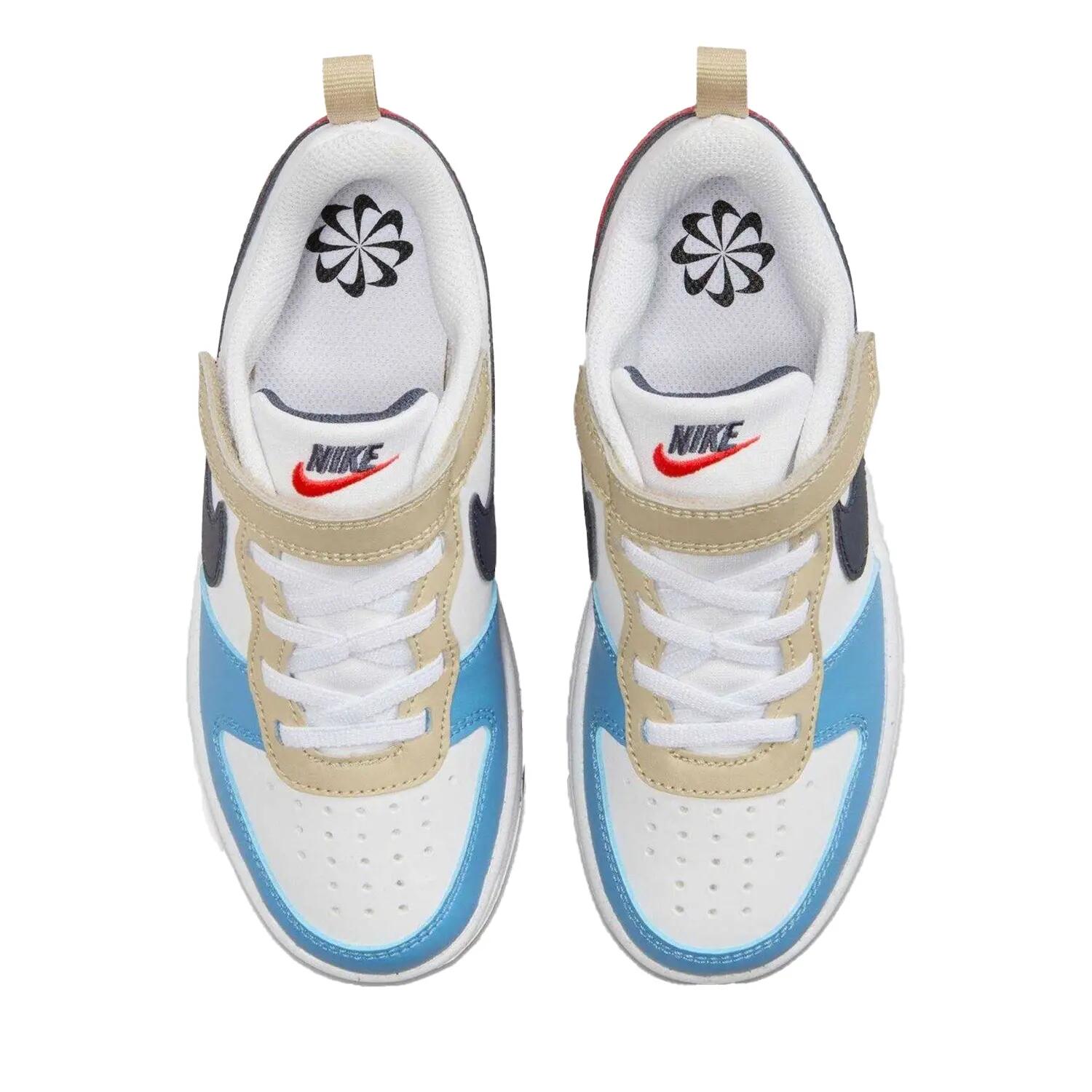 Baskets COURT BOROUGH Garçon (Blanc / Bleu / Rouge) 3/4