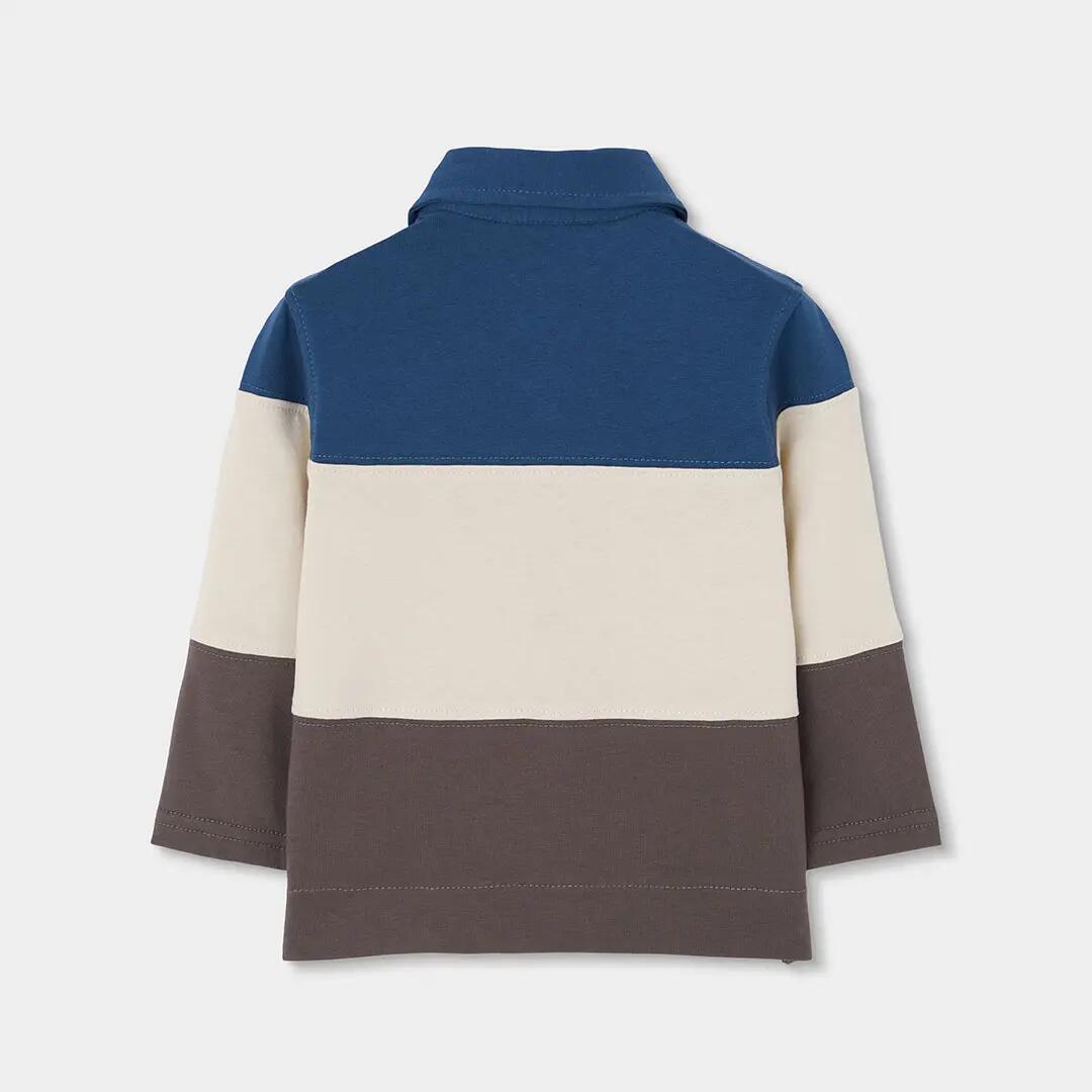 Polo punto niño azul tricolor bordado mapache 2/4