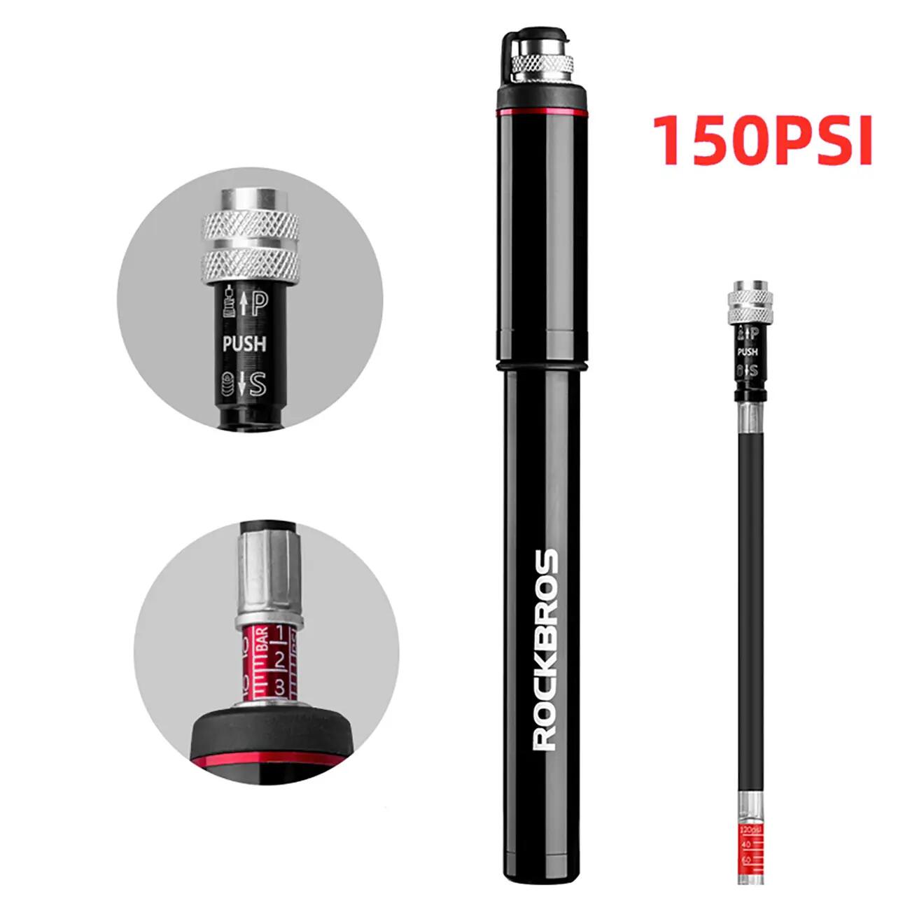Mini-pompa per bicicletta 150 psi per valvole Presta e Schrader 2/7