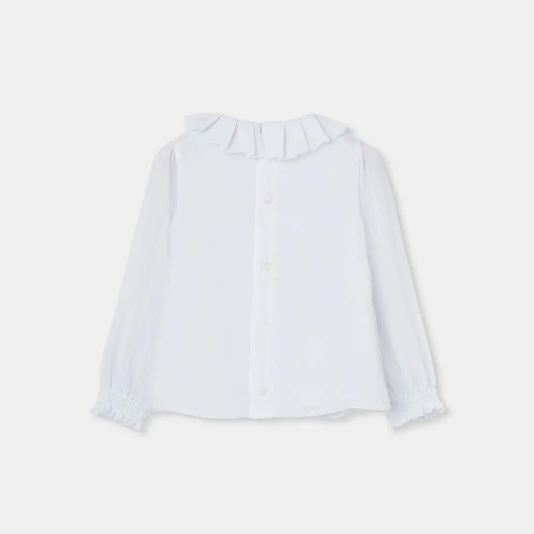 Blusa blanca con cuello volante 3/5