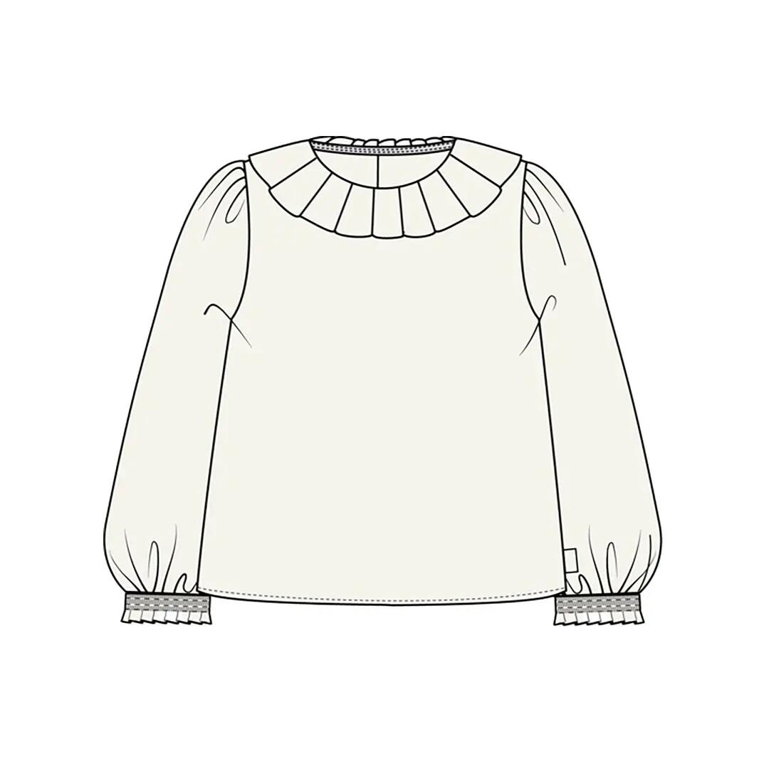 Blusa blanca con cuello volante 2/5