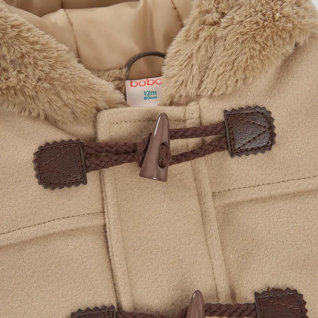 Trenka combinada bebé beige con capucha y felpa 3/4