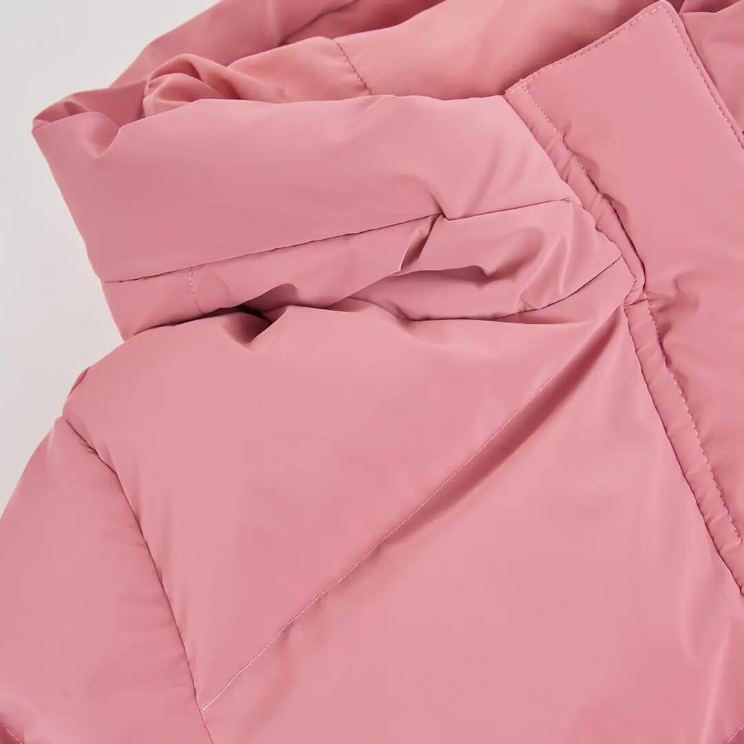 Parka tejido técnico niña rosa con capucha 3/4